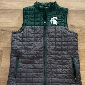 Colosseum Michigan State Men’s Gray & Green Quilted Vest – Size Large – NWOT